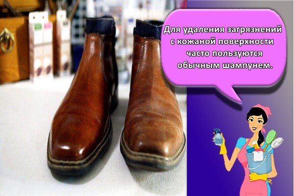Для удаления загрязнений с кожаной поверхности часто пользуются обычным шампунем.