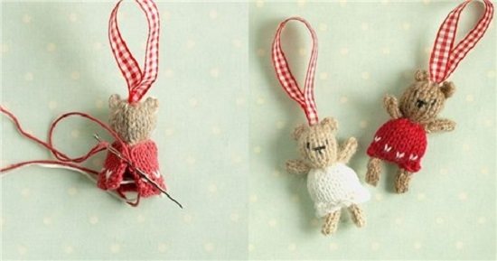 Елочные мишки спицами