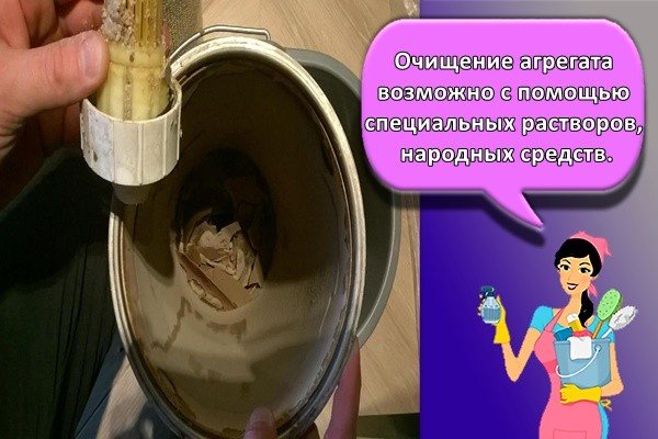 Очищение агрегата возможно с помощью специальных растворов, народных средств
