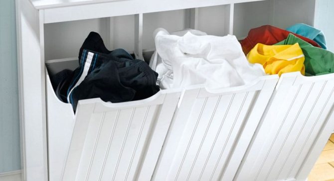 Сортировка белья для стирки по цвету