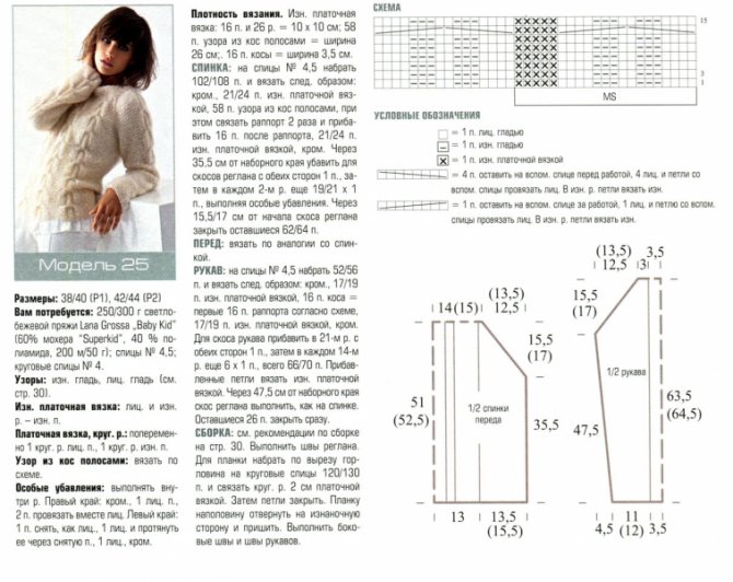 Кофта с запахом спицами из мохера со схемами и фото