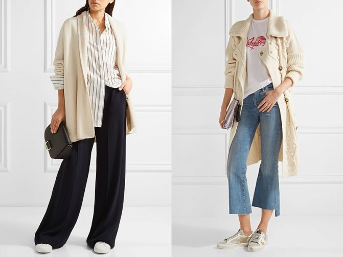 Модные луки с бежевым кардиганом