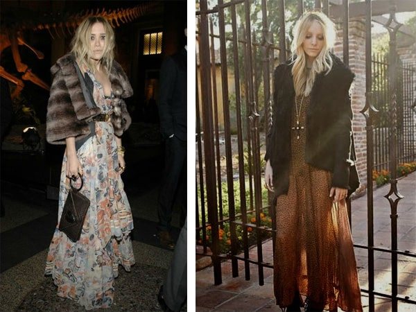 платье с запахом и шубой