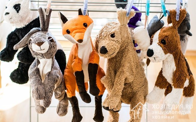Плюшевые мягкие игрушки лучше всего сушить в подвешенном состоянии