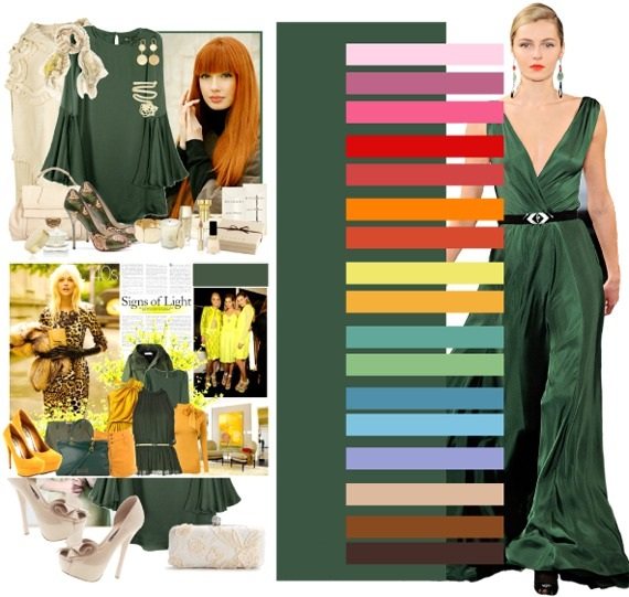 Зеленый цвет в одежде. С чем сочетается, к какому подходит, кому идет, с чем носить. Фото